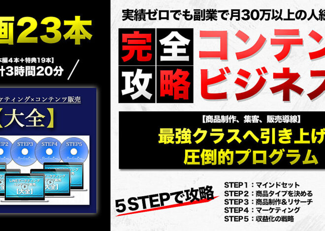 コンテンツ販売ビジネス【完全攻略】強制的に最強クラスへ引き上げる！実績ゼロでも副業で月30万円以上続出中の圧倒的プログラム