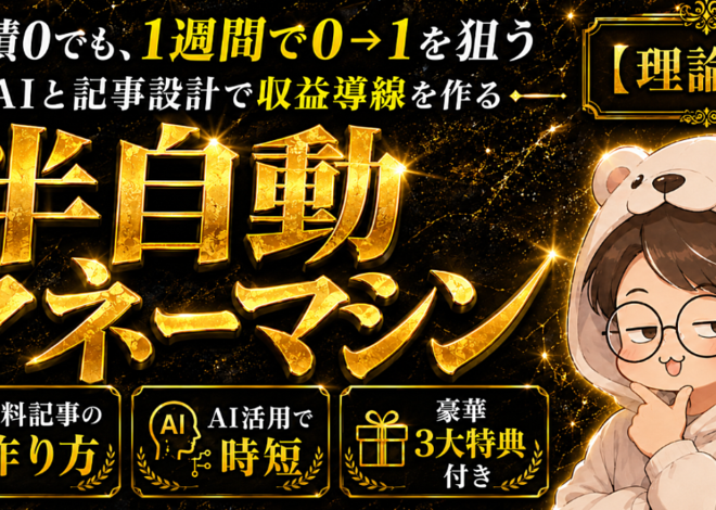 【理論編】1週間で0→1できる半自動マネーマシンを構築する方法